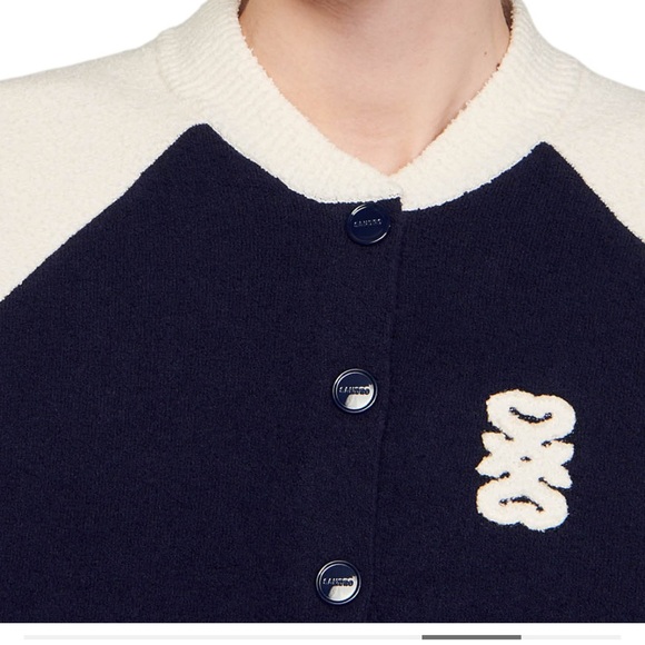 Sandro Navy and Cream Cardigan - Picture 3 of 7